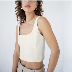 Aritzia Wilfred Shine Bustier Vegan Leather Birch